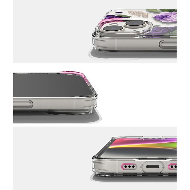Ringke Fusion Design Armored Case Cover with Gel Frame for iPhone 14 Plus transparent (Purple rose) (FD637E29) 11