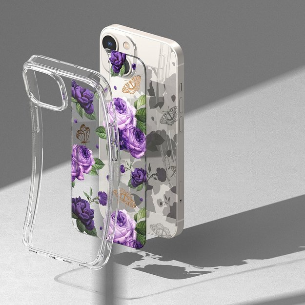 Ringke Fusion Design Armored Case Cover with Gel Frame for iPhone 14 Plus transparent (Purple rose) (FD637E29) 8