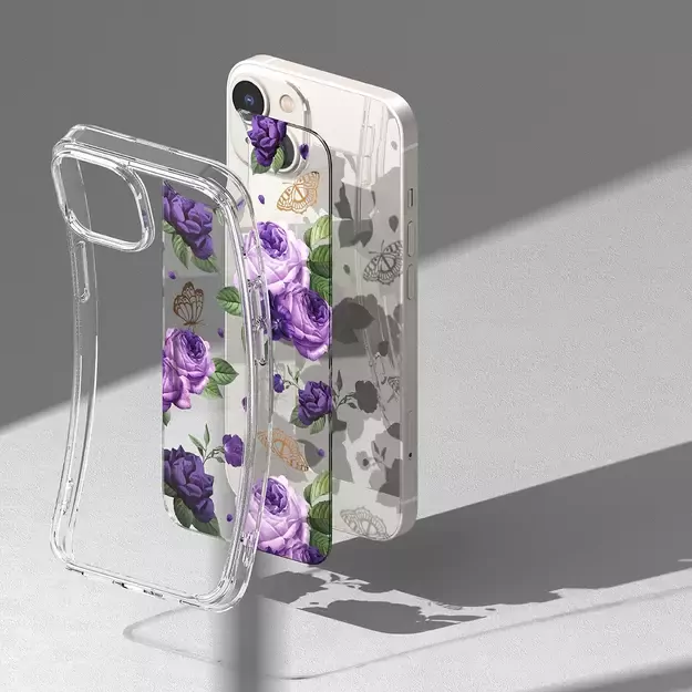 Ringke Fusion Design Armored Case Cover with Gel Frame for iPhone 14 Plus transparent (Purple rose) (FD637E29) 21