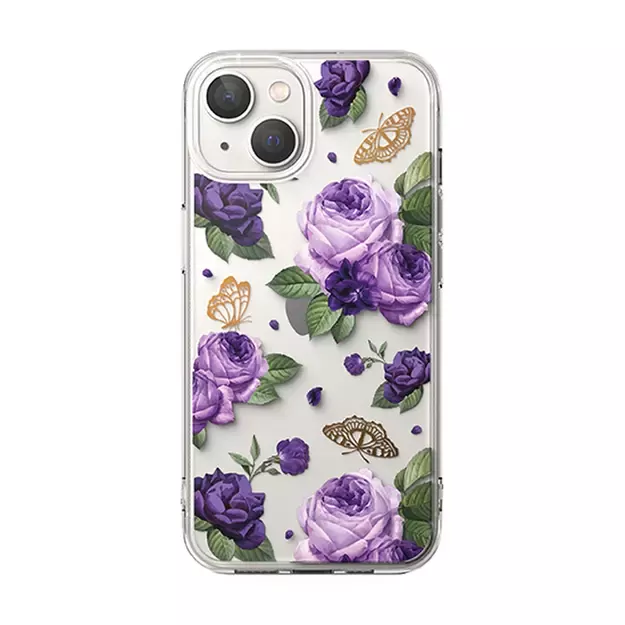 Ringke Fusion Design Armored Case Cover with Gel Frame for iPhone 14 Plus transparent (Purple rose) (FD637E29) 14