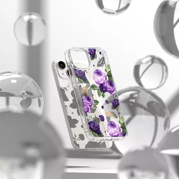 Ringke Fusion Design Armored Case Cover with Gel Frame for iPhone 14 Plus transparent (Purple rose) (FD637E29) 15