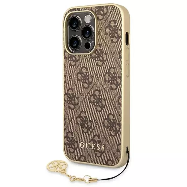 Guess GUHCP14LGF4GBR iPhone 14 Pro 6.1 &quot brown / brown hardcase 4G Charms Collection