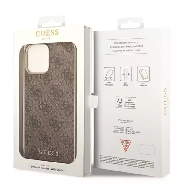 Guess GUHCP14LGF4GBR iPhone 14 Pro 6.1 &quot brown / brown hardcase 4G Charms Collection 12