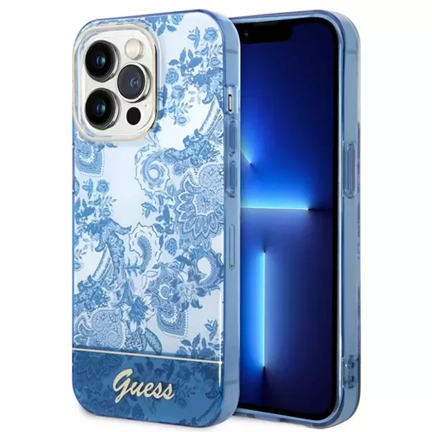 Guess GUHCP14LHGPLHB iPhone 14 Pro 6.1&quot  blue/blue hardcase Porcelain Collection