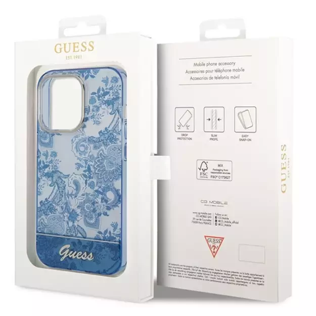Guess GUHCP14LHGPLHB iPhone 14 Pro 6.1&quot  blue/blue hardcase Porcelain Collection 14