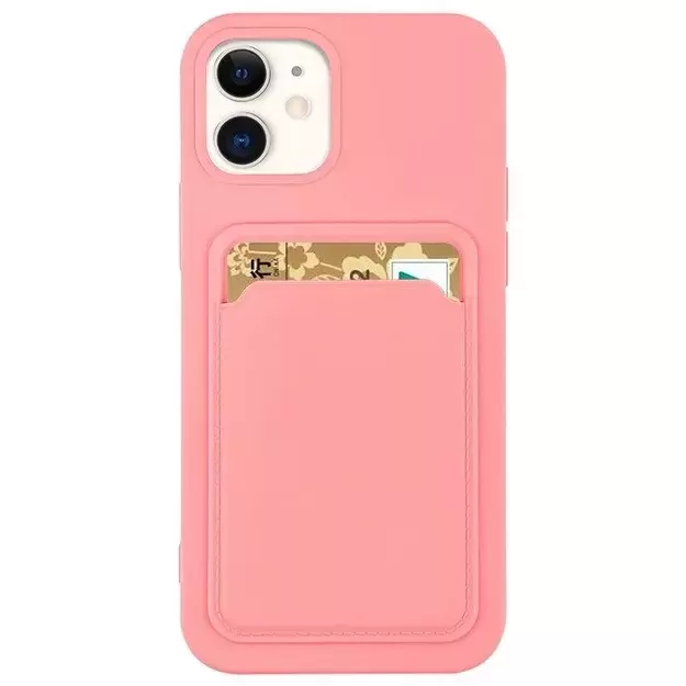 Card Case Silicone Wallet Wallet with Card Slot Documents for Samsung Galaxy A42 5G pink