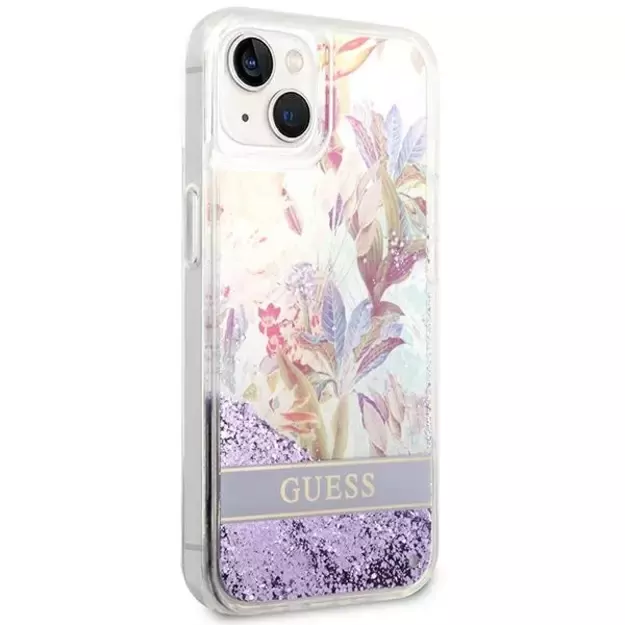 Guess GUHCP14MLFLSU iPhone 14 Plus 6.7 &quot violet / purple hardcase Flower Liquid Glitter 10