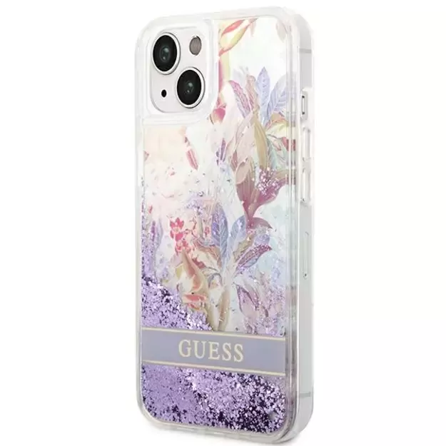 Guess GUHCP14MLFLSU iPhone 14 Plus 6.7 &quot violet / purple hardcase Flower Liquid Glitter 8