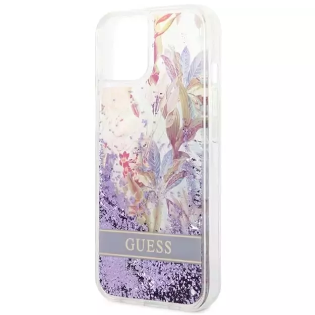 Guess GUHCP14MLFLSU iPhone 14 Plus 6.7 &quot violet / purple hardcase Flower Liquid Glitter 12