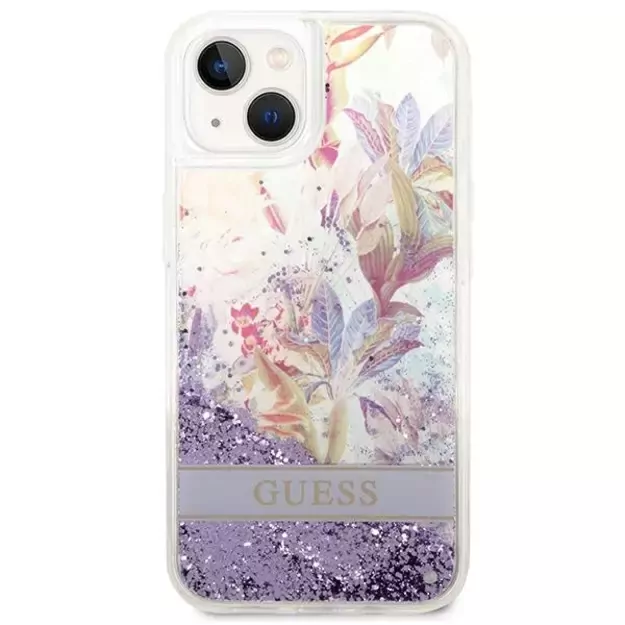 Guess GUHCP14MLFLSU iPhone 14 Plus 6.7 &quot violet / purple hardcase Flower Liquid Glitter 9
