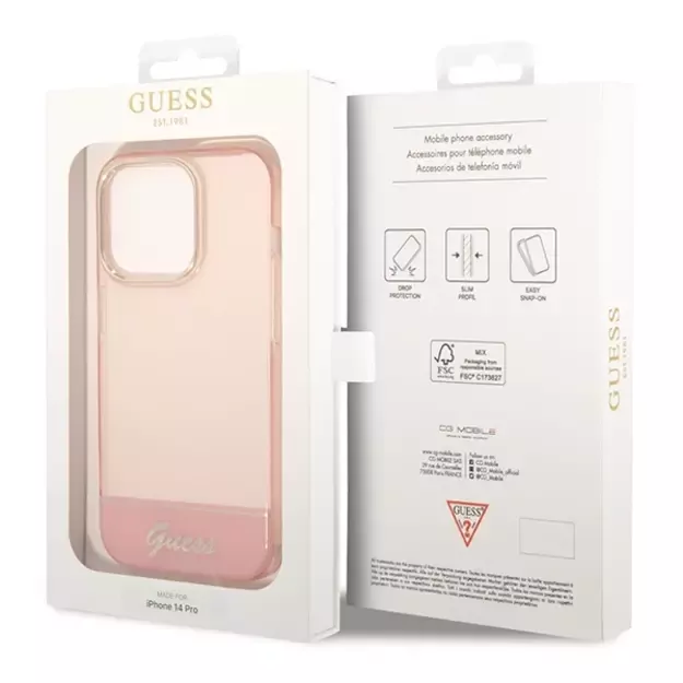 Guess Translucent iPhone 14 Pro Max 6.7&quot  Case - Pink 14