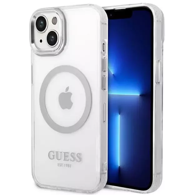 Guess GUHMP14MHTRMS iPhone 14 Plus 6.7&quot  silver/silver hard case Metal Outline Magsafe