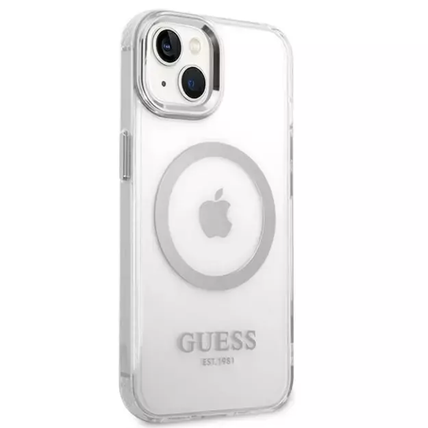 Guess GUHMP14MHTRMS iPhone 14 Plus 6.7&quot  silver/silver hard case Metal Outline Magsafe 3