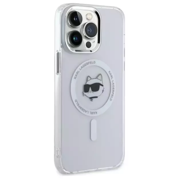 Karl Lagerfeld IML Metal Choupette Head MagSafe Case for iPhone 14 Pro Max - White 3
