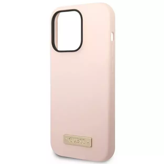 Guess GUHMP14XSBPLP iPhone 14 Pro Max 6.7  pink/pink hard case Silicone Logo Plate MagSafe 5