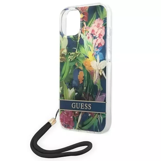 Guess GUOHCP14SHFLSB iPhone 14 6.1 &quot blue / blue hardcase Flower Strap 6