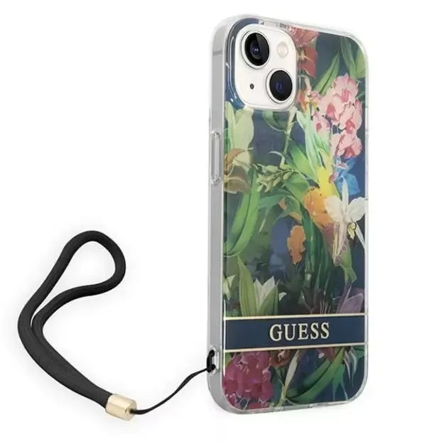 Guess GUOHCP14SHFLSB iPhone 14 6.1 &quot blue / blue hardcase Flower Strap 8