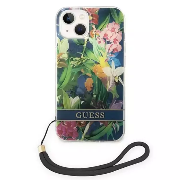 Guess GUOHCP14SHFLSB iPhone 14 6.1 &quot blue / blue hardcase Flower Strap 7