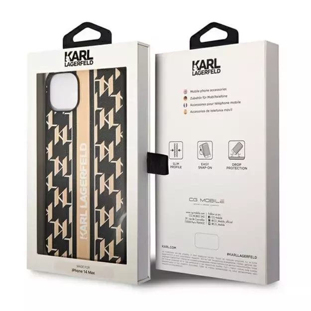 Karl Lagerfeld KLHCP14MPGKLSKW iPhone 14 Plus 6,7 &quot hardcase brown / brown Monogram Stripe 6