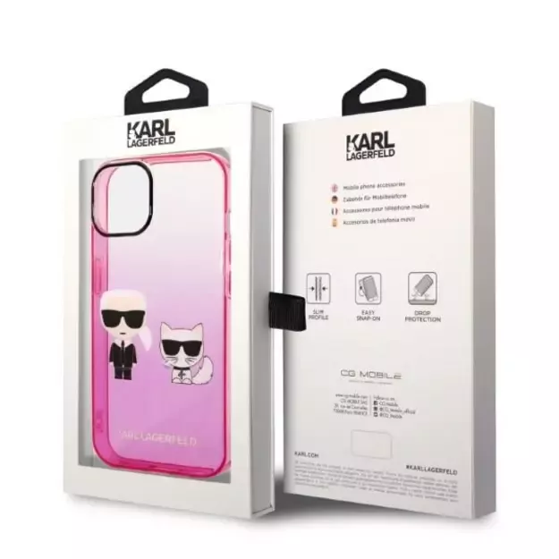 Karl Lagerfeld KLHCP14MTGKCP iPhone 14 Plus 6,7  hardcase różowy/pink Gradient Ikonik Karl & Choupette 7