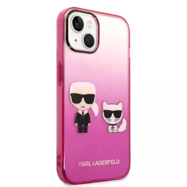 Karl Lagerfeld KLHCP14MTGKCP iPhone 14 Plus 6,7  hardcase różowy/pink Gradient Ikonik Karl & Choupette 3