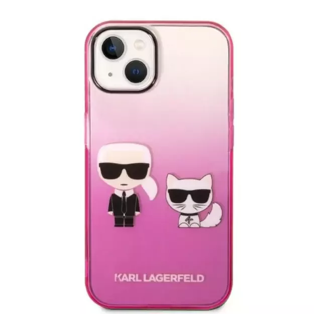 Karl Lagerfeld KLHCP14MTGKCP iPhone 14 Plus 6,7  hardcase różowy/pink Gradient Ikonik Karl & Choupette 2