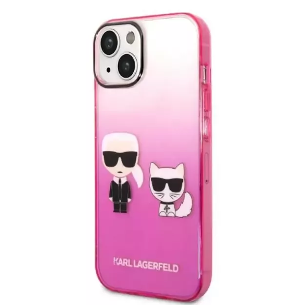 Karl Lagerfeld KLHCP14MTGKCP iPhone 14 Plus 6,7  hardcase różowy/pink Gradient Ikonik Karl & Choupette 1