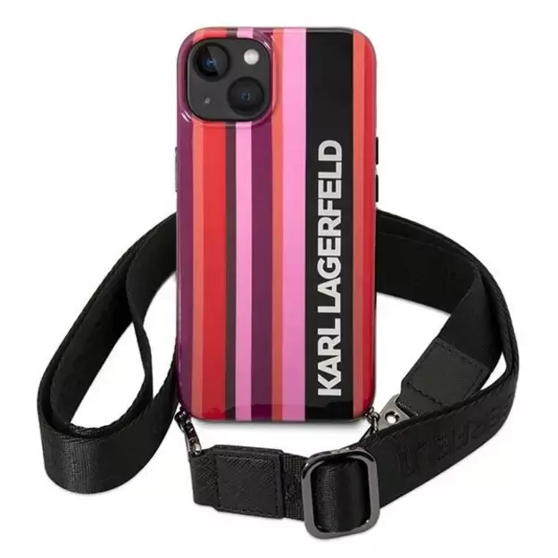 Karl Lagerfeld KLHCP14SSTSTP iPhone 14 6.1 &quot hardcase pink / pink Color Stripes Strap 1