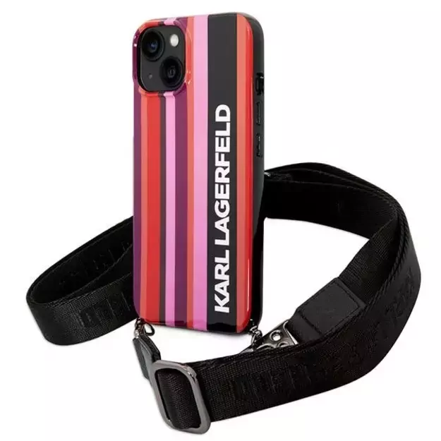 Karl Lagerfeld KLHCP14SSTSTP iPhone 14 6.1 &quot hardcase pink / pink Color Stripes Strap