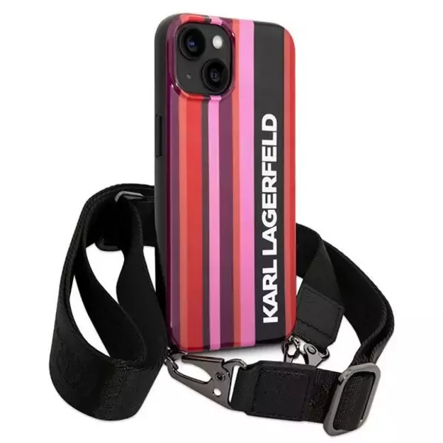 Karl Lagerfeld KLHCP14SSTSTP iPhone 14 6.1 &quot hardcase pink / pink Color Stripes Strap 2