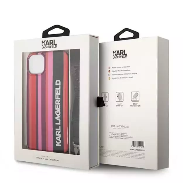 Karl Lagerfeld KLHCP14SSTSTP iPhone 14 6.1 &quot hardcase pink / pink Color Stripes Strap 6