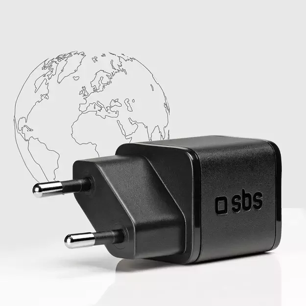 SBS TETRGAN1C20K 20W GaN USB-C Wall Charger with Power Delivery - Black 12