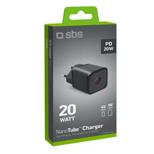 SBS TETRGAN1C20K 20W GaN USB-C Wall Charger with Power Delivery - Black 10