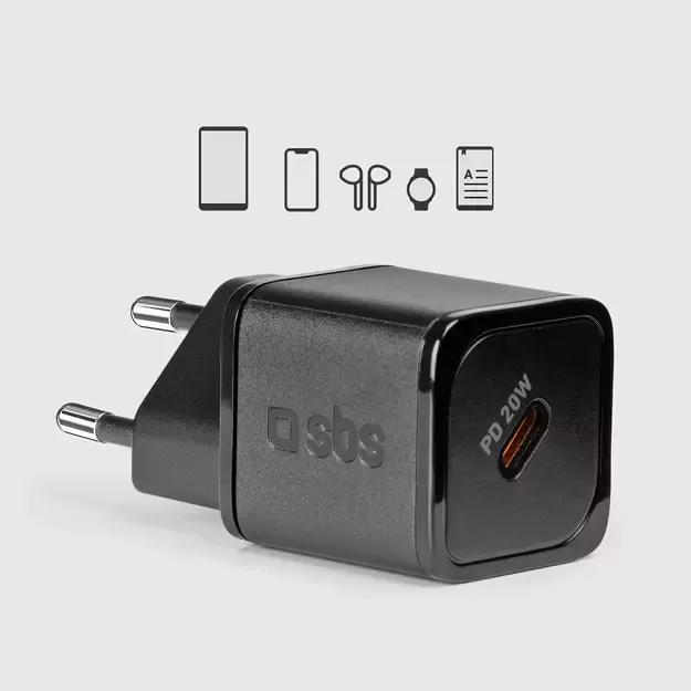 SBS TETRGAN1C20K 20W GaN USB-C Wall Charger with Power Delivery - Black 17