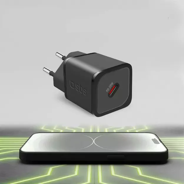 SBS TETRGAN1C20K 20W GaN USB-C Wall Charger with Power Delivery - Black 13