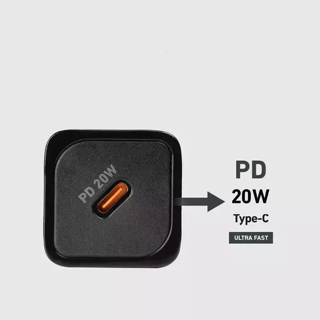SBS TETRGAN1C20K 20W GaN USB-C Wall Charger with Power Delivery - Black 18