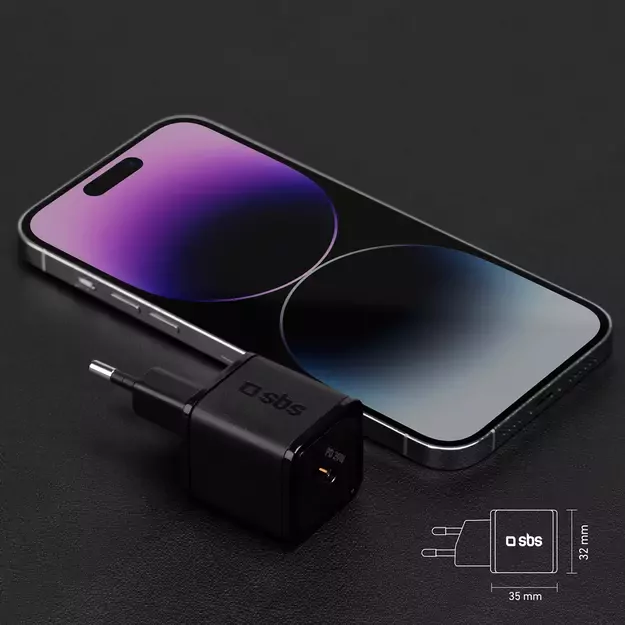 SBS TETRGAN1C20K 20W GaN USB-C Wall Charger with Power Delivery - Black 16
