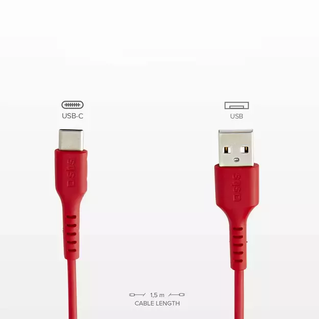 SBS TECABLEMICROC15R USB-A - USB-C Cable 1.5m - Red 5