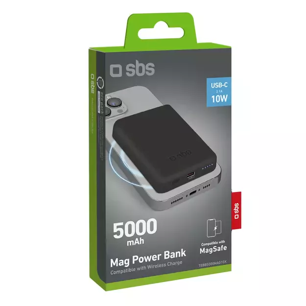 SBS TEBB5000MAG1CK Wireless Power Bank 5000 mAh USB-C, MagSafe Compatible - Black 1