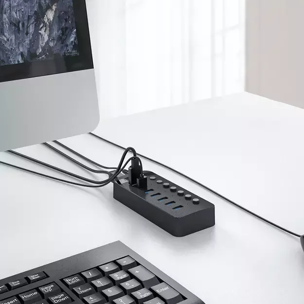 Orico CT2U3-7AB 7x USB-A 3.0 Hub with Switches - Black 6
