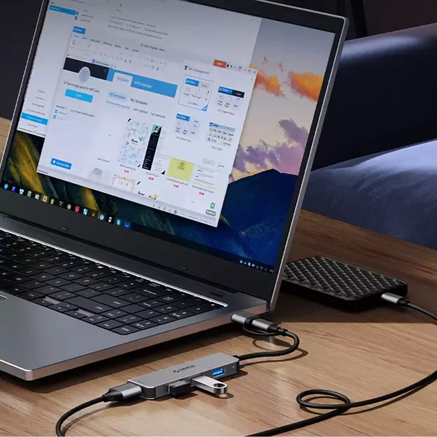 Orico YSA7-U3 USB-A/USB-C Hub Docking Station 4x USB-A 2.0 + 1x USB-A 3.0 + 2x USB-C 2.0 - Gray 3