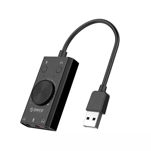 Orico SC2 External Multifunction Sound Card with USB-A - Black 1