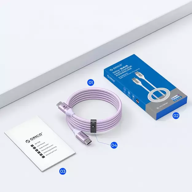 Kabel Orico CDX 100W 5A Power Delivery USB-C - USB-C 1m - fioletowy 4