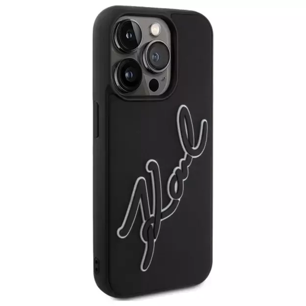 Karl Lagerfeld 3D Rubber Signature Case for iPhone 15 Pro - Black 3
