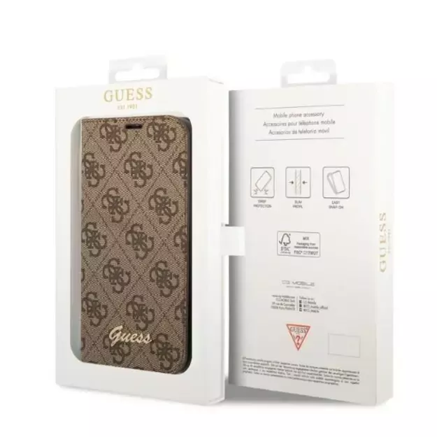 Guess GUBKP14XHG4SHW iPhone 14 Pro Max 6.7 &quot brown / brown book 4G Vintage Gold Logo 12