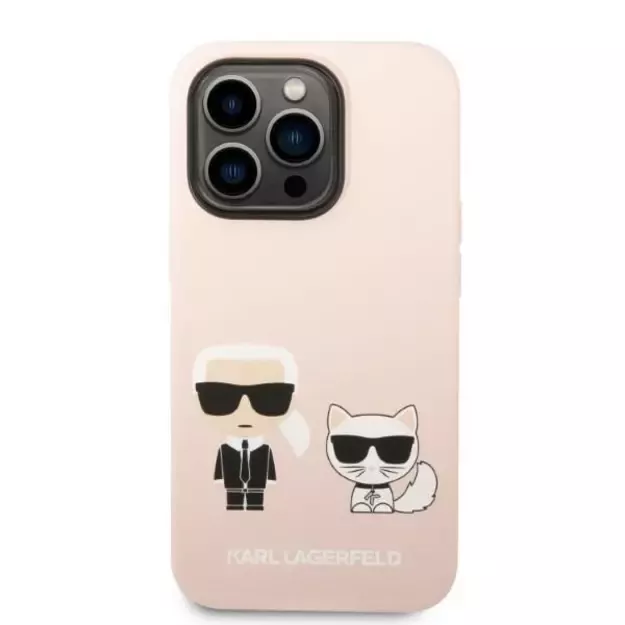 Karl Lagerfeld KLHMP14LSSKCI iPhone 14 Pro 6.1 &quot hardcase light pink / light pink Silicone Karl &amp  Choupette Magsafe 9