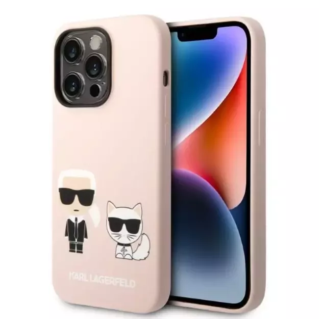 Karl Lagerfeld KLHMP14LSSKCI iPhone 14 Pro 6.1 &quot hardcase light pink / light pink Silicone Karl &amp  Choupette Magsafe