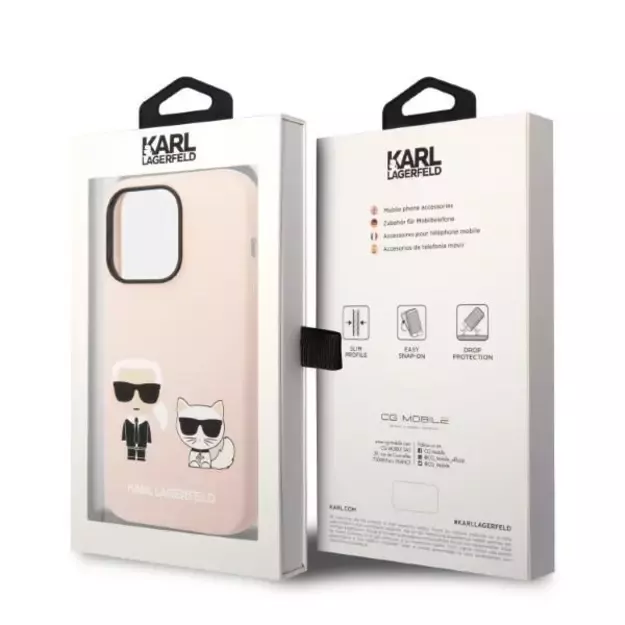 Karl Lagerfeld KLHMP14LSSKCI iPhone 14 Pro 6.1 &quot hardcase light pink / light pink Silicone Karl &amp  Choupette Magsafe 14
