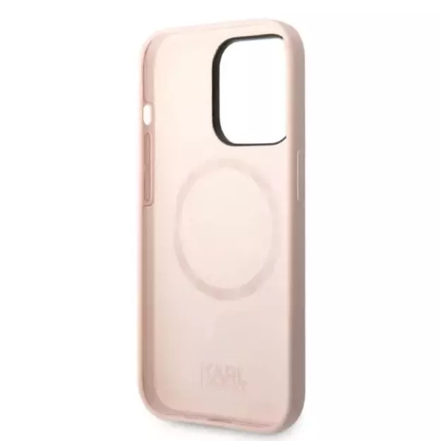 Karl Lagerfeld KLHMP14LSSKCI iPhone 14 Pro 6.1 &quot hardcase light pink / light pink Silicone Karl &amp  Choupette Magsafe 13