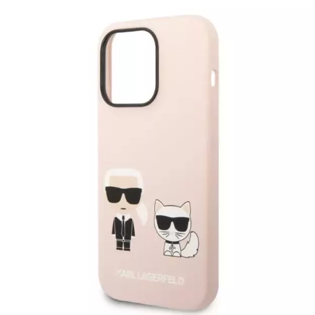 Karl Lagerfeld KLHMP14LSSKCI iPhone 14 Pro 6.1 &quot hardcase light pink / light pink Silicone Karl &amp  Choupette Magsafe 12